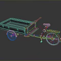 Gray Cargo Bicycle With Open Metal Cart And Single Rear Wheel Design