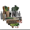 Fresh Organic Vegetables Display With Paper Bags Seasoning Bread And Eggs