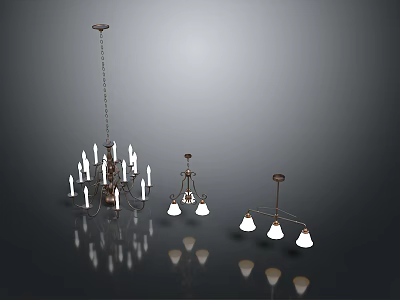 Elegant Lighting Fixture Combinations Including Candle Arm Chandeliers Multi Bulb Pendants And Curved Hanging Lamps 3d model