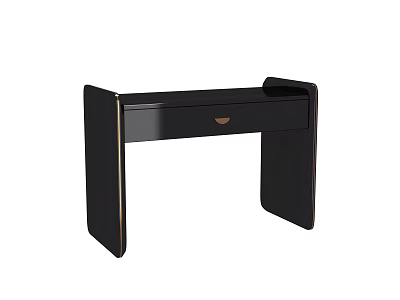 Modern Black Dressing Table with Single Drawer and Sleek Metal Accents for Contemporary Bedroom Decor 3d model