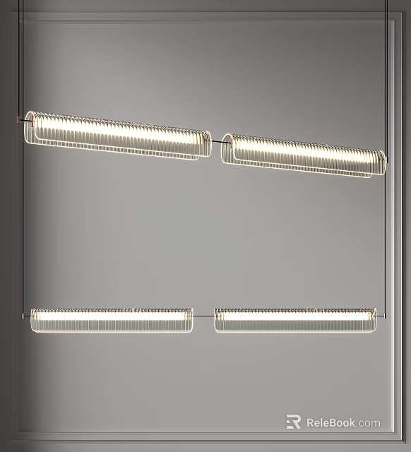 Modern Linear Chandeliers With Metal Frame And Bright LED Lighting For Interior Spaces 3d model 