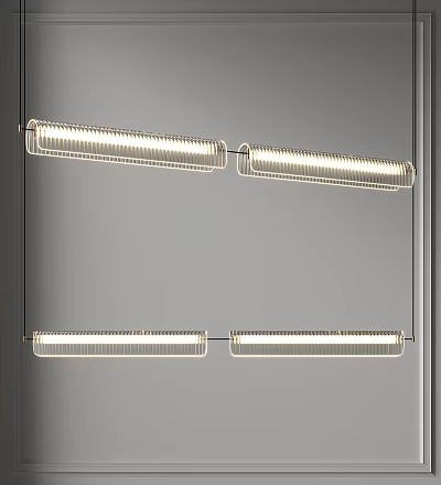 Modern Linear Chandeliers With Metal Frame And Bright LED Lighting For Interior Spaces 3d model