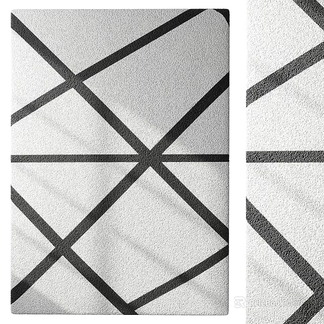 Modern Construction Components Featuring Black Crossed Lines And White Textured Surface Design 3d model