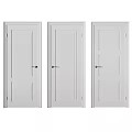 White Hinged Doors With Various Panel Designs And Black Door Handles 3d model