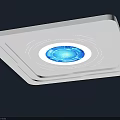 Modern Ceiling Light Design With Square White Panel And Blue Circular Illuminated Ring 3d model