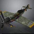 Space and Aerospace 3D Airplane Model Miss Avion Green Camouflage Yellow Orange Accents Wing 33