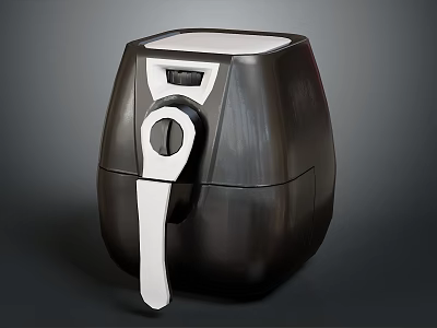 Modern Black And White Air Fryer With Sleek Design Front Knob And Digital 3d model