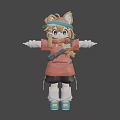 3D Game Character With Brown Hair Blue Goggles Red Top And White Gloves