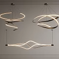 Modern Curved Chandelier with LED Lighting Contemporary Geometric Design for Interior Decor