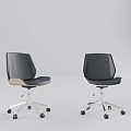 Two Black Modern Office Chairs With Silver Rolling Base And Stylish Design 3d model