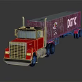 Red Semi Truck With Large Container Featuring DGTK Lettering And Logo