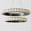 Modern Circular Chandeliers With Various Styles Wooden Elements And Double Layer Design 3d model