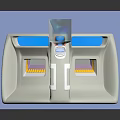 Modern Medical Equipment With Digital Display Control Buttons White Body Blue Screen And Orange Accents