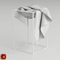 Stylish Black Metal Display Shelf With Colorful Patterned Fabric For Home Decoration