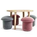 Modern Mushroom Shaped Sofa Stools Design With Velvet Fabric And Various Colors