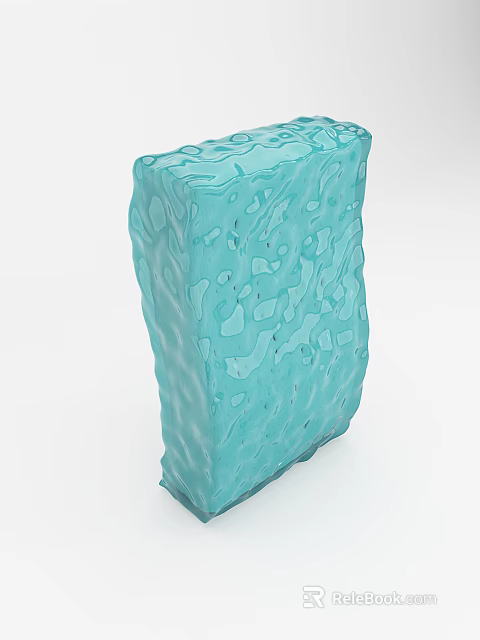 Unique Blue Textured Decorative Block With Irregular Surface Patterns 3d model 