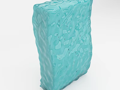 Unique Blue Textured Decorative Block With Irregular Surface Patterns 3d model