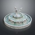 Turquoise Multi tiered Fountain Design With Dragon Sculptures Round Base And Decorative Dots