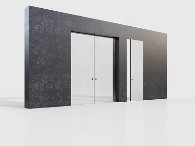 Modern Black Textured Wall Featuring Glass Doors In Minimalist Entryway Design 3d model