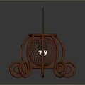 Modern Decorative Lighting With Red Curved Legs And Intricate Mesh Design