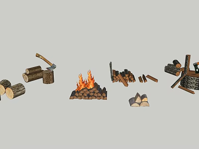 Modern Wood Beautiful Countryside Chopping Wood 3d model