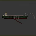Wooden Ship With Green Red Hull Conveyor Pipe And Deck Compartments Transporting Material 3d model