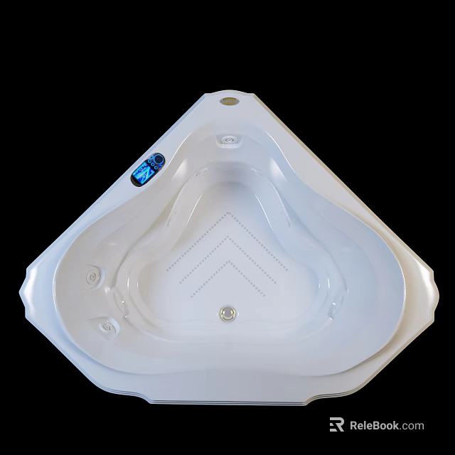 Triangular White Bathtub With Massage Jets And Digital Control Panel 3d model