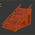 Red Wooden Staircase With Handrail And Modern Interior Design Features