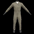 Khaki Long Sleeve Jumpsuit With Text Patterns And Pocket Design 3d model