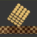 Golden Spherical Structure On Wooden Checkerboard Base With Shiny Balls