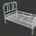 Dark Wooden Bed Furniture With Curved Headboard Footboard And Worn Gray Mattress With Holes