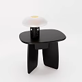Modern Black Side Table With Unique Leg Design And White Shade Table Lamp 3d model
