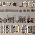 Various Shaped Mirrors With Modern Designs Including Round Oval And Irregular 3d model
