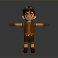 Playful Child Boy Wearing Pilot Goggles Brown Vest Shorts And Boots With Arms Outstretched