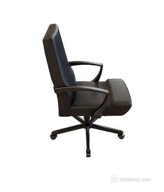 Modern Technology Exhibition Hall Featuring Black Office Chair With Wheels And Armrests 3d model 