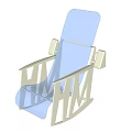 Simple Modern Leisure Chair With Blue Seat Back And Light Rocking Frame