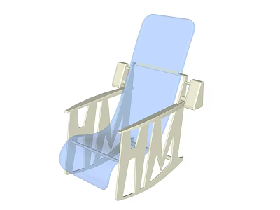 Simple Modern Leisure Chair With Blue Seat Back And Light Rocking Frame 3d model