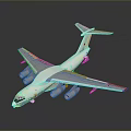 White Military Transport Aircraft 3D Model With Four Engines Red Markings And Gray Background