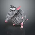 Cute Cartoon Gray Rat Plush Toy With Big Eyes Pink Ears And Paws