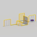 Playground Equipment With Yellow Metal Frames Netted Tunnels And Climbing Structures 3d model