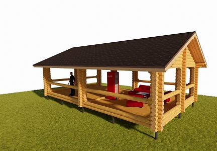 Modern wooden house 3d model