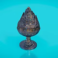 Metal Decorative Ornament Set with Vintage Carved Design Spire Top and Base