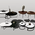 Elegant Modern Coffee Tables With Various Designs Marble Tops And Metal Frames 3d model