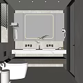 Modern Bathroom Interior Design With Double Vanity Large Mirror And Glass Shower Enclosure