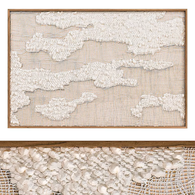Textured Wall Art Decor With Shell Bead Patterns In Neutral Tones 3d model 