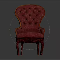 Stylish Red Tufted Armchair With High Back Design And Sturdy Wooden Legs
