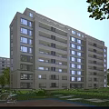 Mid Rise Modern Residential Building Featuring Balconies Large Windows Greenery And Outdoor Space