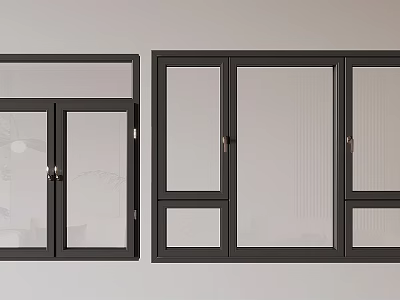 Modern Black Framed Casement Windows With Clear Glass Panels And Sleek Design 3d model