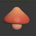 Red Gradient Mushroom With White Polka Dots And Pink Stem As Edible Food