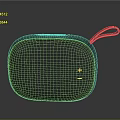 Portable Gray Bluetooth Speaker With Mesh Surface Carry Strap And Control Buttons